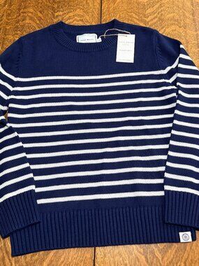 Nautical Beach Sconset Seawell Sweater Navy w/ White Stripe sz L
